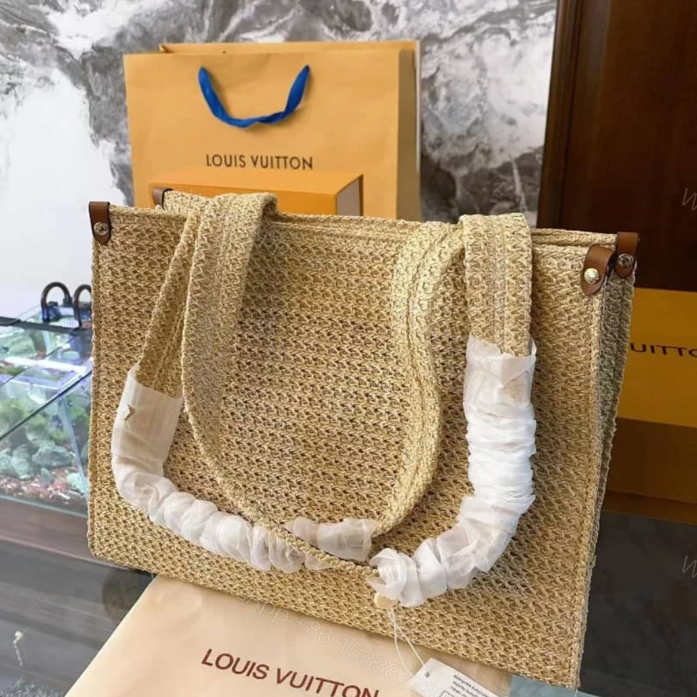 View 6 of Louis Vuitton Onthego MM Natural Raffia Tan 30Cm M24723