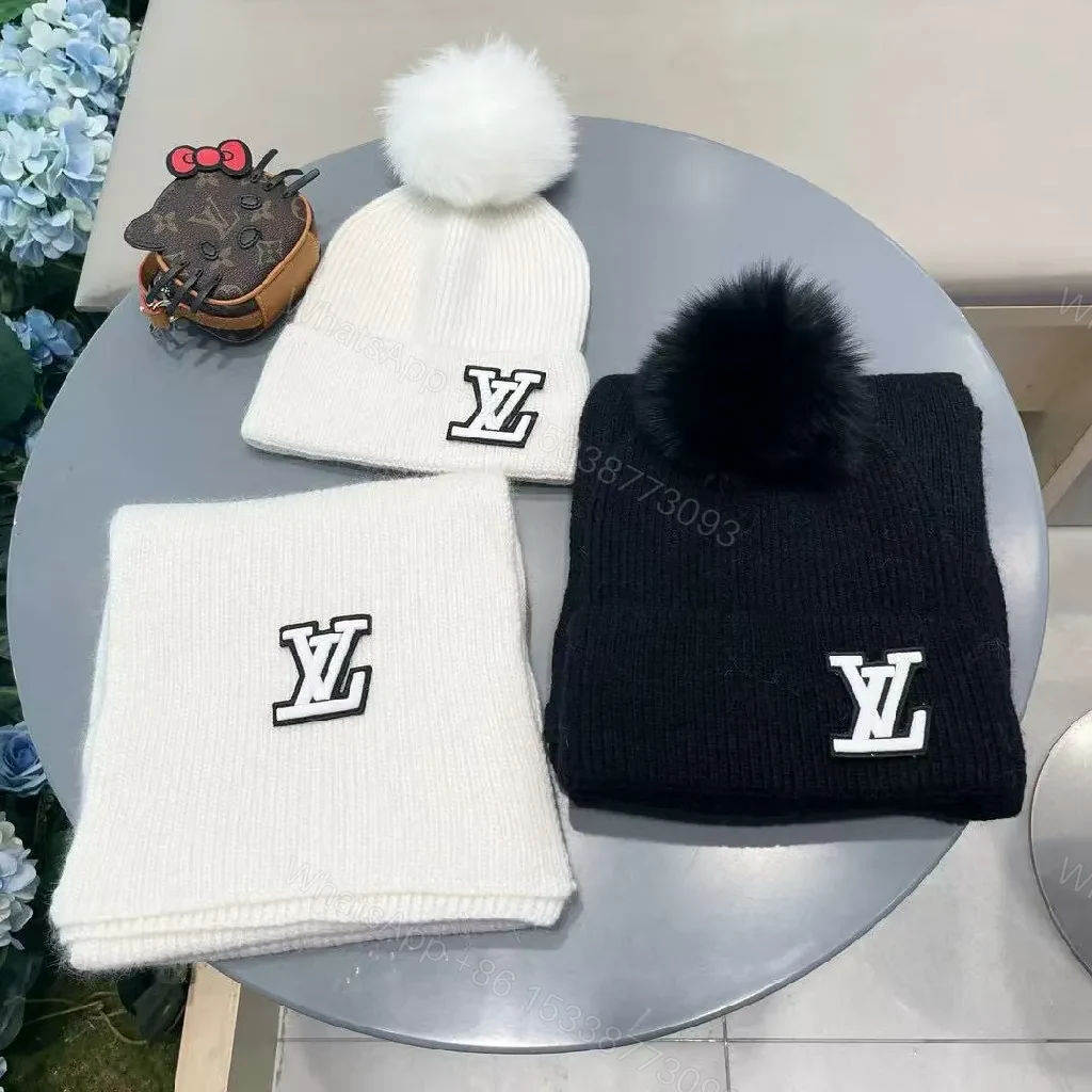 View 9 of White Knit Beanie & Scarf Set - Plush Warmth, Subtle Logo