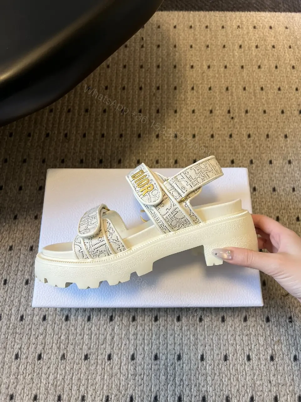 View 3 of Textured White Sandals: Lux Comfort Platform