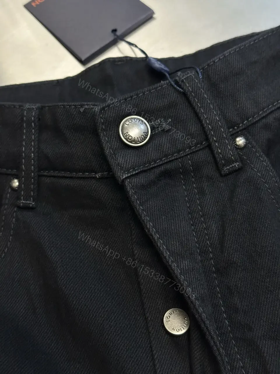 View 5 of Dark Denim with Monogram Embroidery: Modern Luxe Jeans
