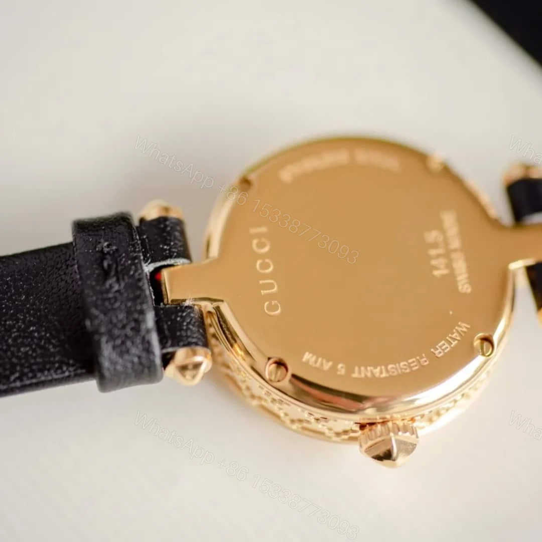 View 5 of Gucci Diamantissima Steel Watch With Black Leather Strap 27Mm Ya141505