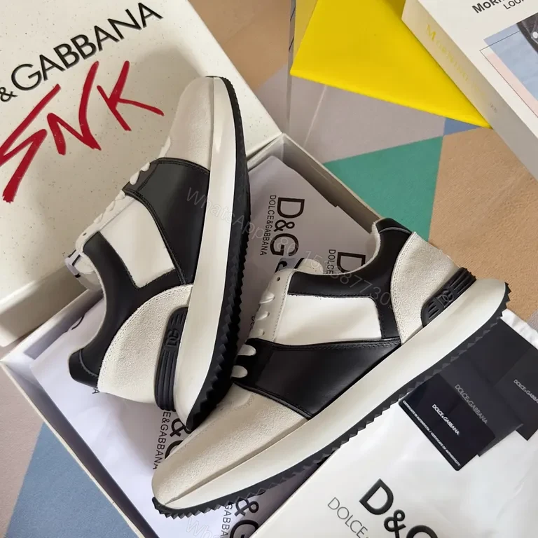 View 4 of Texture-Contrast High-Top Sneakers: Luxury Casual Streetwear (D&G)