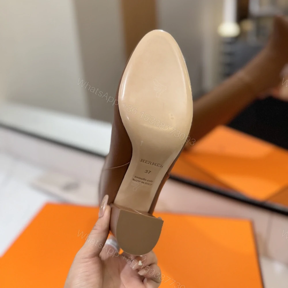 View 9 of 高仿Hermes*H202250ZA3小牛皮高筒靴棕色8.5CM免檢版