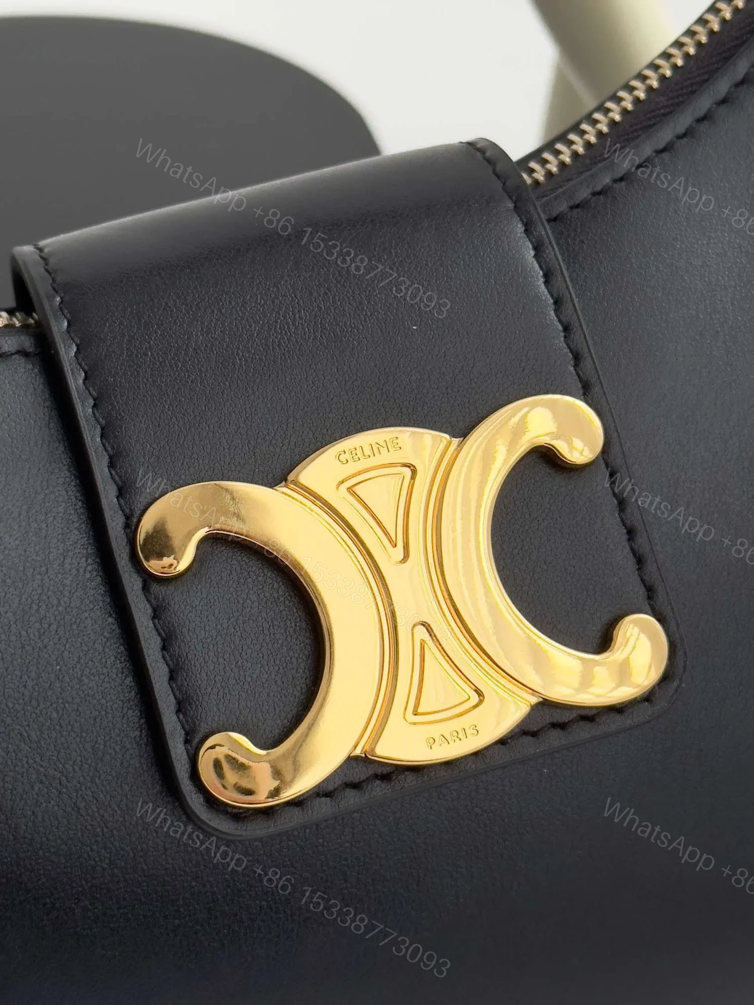 View 6 of Celine Triomphe Curved Black Matte Leather 23x14x7cm