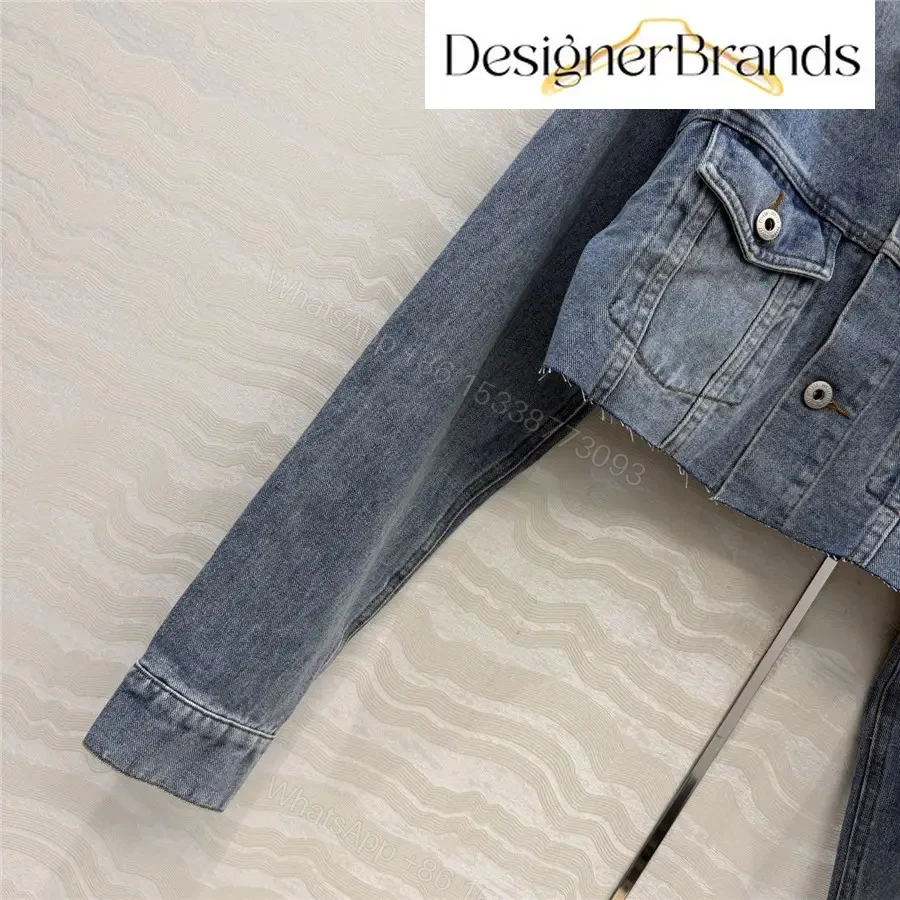 View 6 of Miu Miu Blue Cotton Cropped Denim Jacket