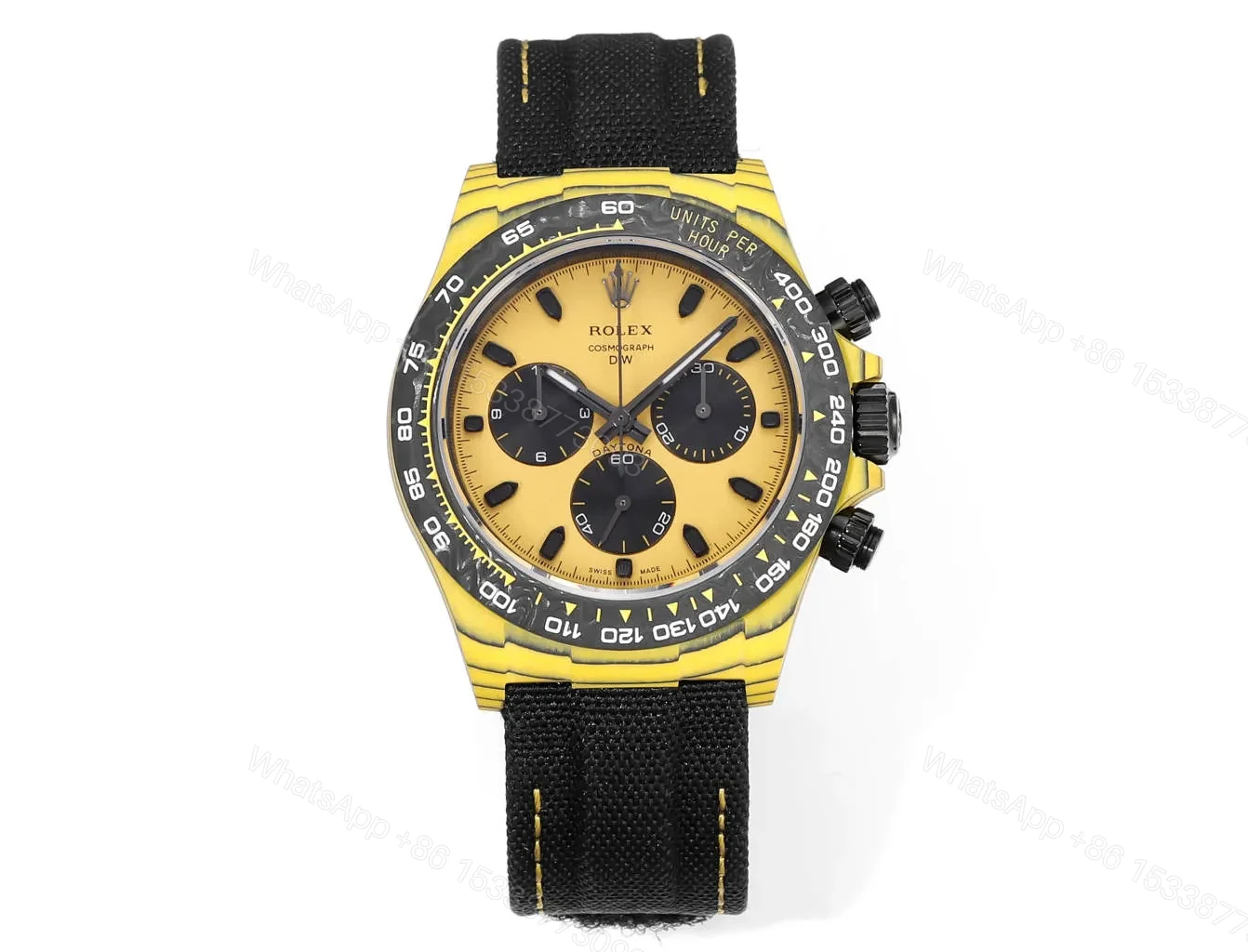 Clean Factory ROLEX Daytona Carbon Fiber Yellow Watch — view 1