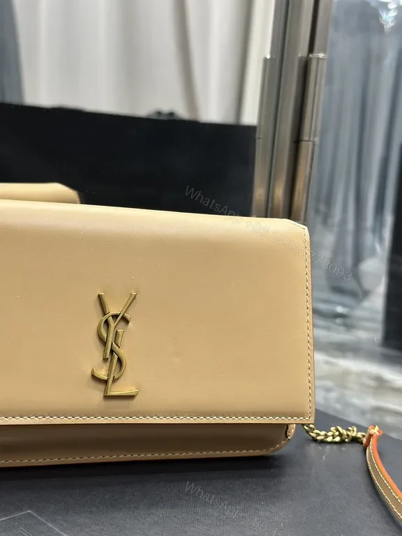 View 4 of Chic Beige Leather Crossbody with Gold Emblem