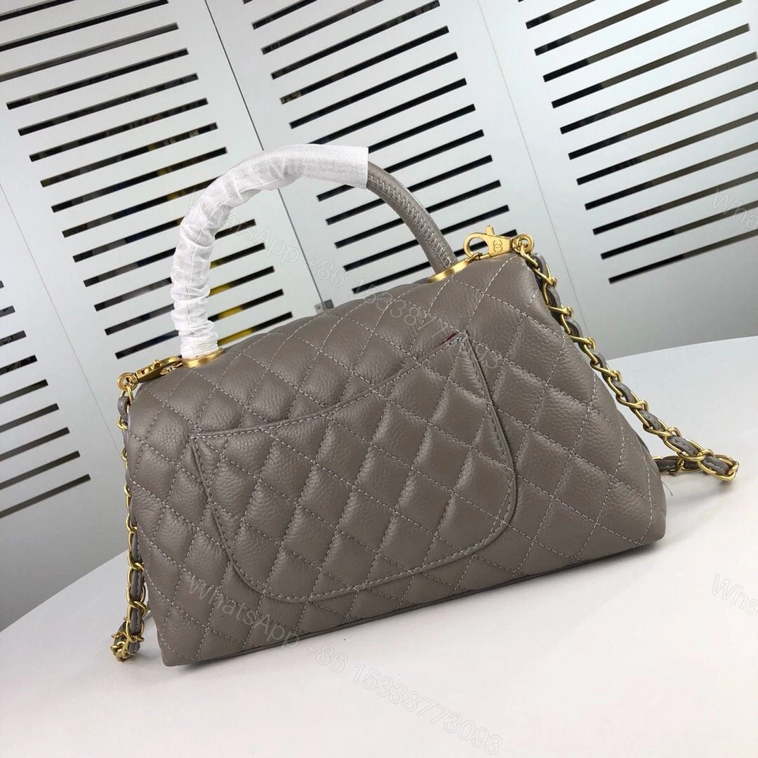 View 8 of Chanel Coco Bag Quilted Caviar With Lizard Blue