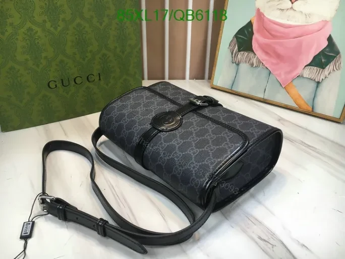View 3 of Gucci Inspired Supreme Black Messenger Bag QB61187 with Interlocking G