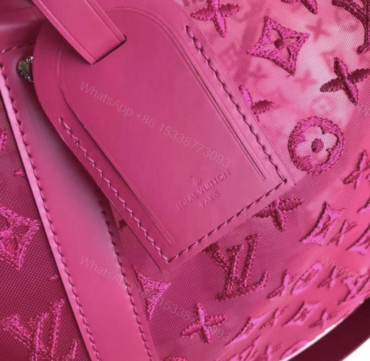 View 4 of Replica 1:1 Clone Louis Vuitton Keepall Bandouliere Monogram 50 Pink