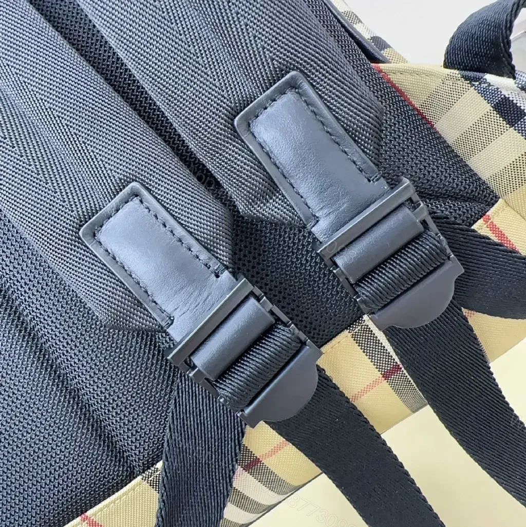 View 6 of Beige Plaid Compact Backpack: Luxury Streetwear Style