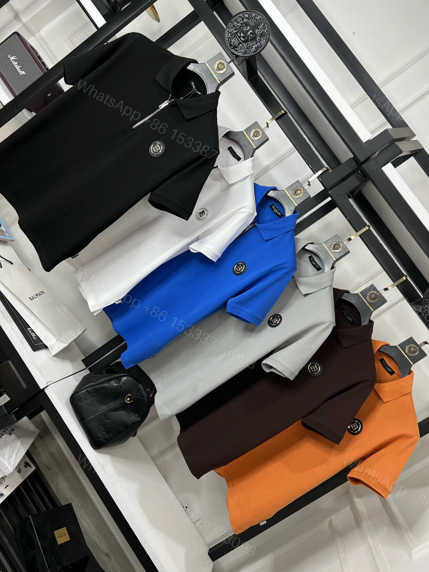 View 5 of First Copy BALMAIN Premium Zip Collar T-Shirt