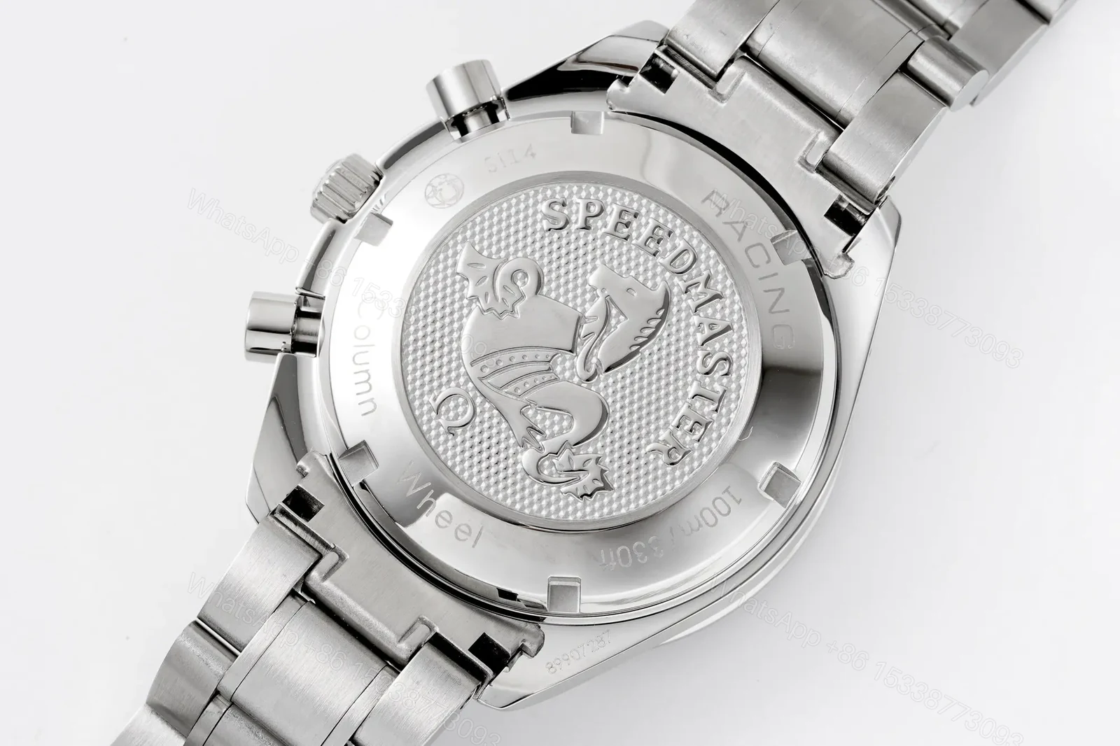 View 8 of Omega Speedmaster Chronograph Stainless Steel Watch White Dial 40mm Case 7750 Movement