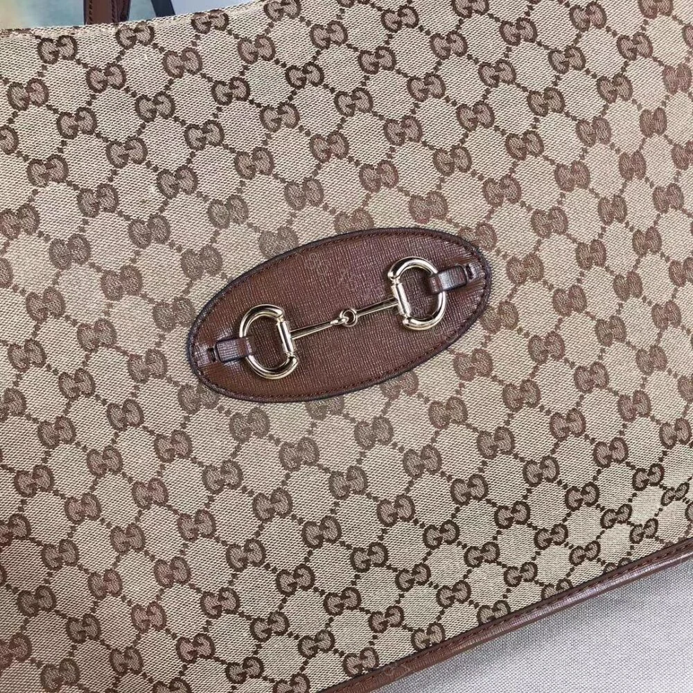 View 8 of Gucci Horsebit 1955 Shoulder Medium Tote Bag Brown 36Cm 623694
