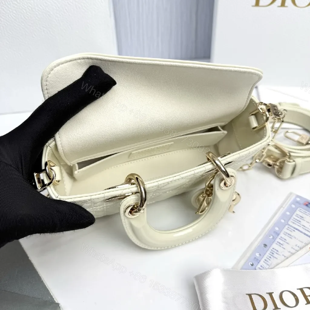 View 7 of Ivory Faux-Leather Mini Bag: Quilted, Gold-Accent Luxury