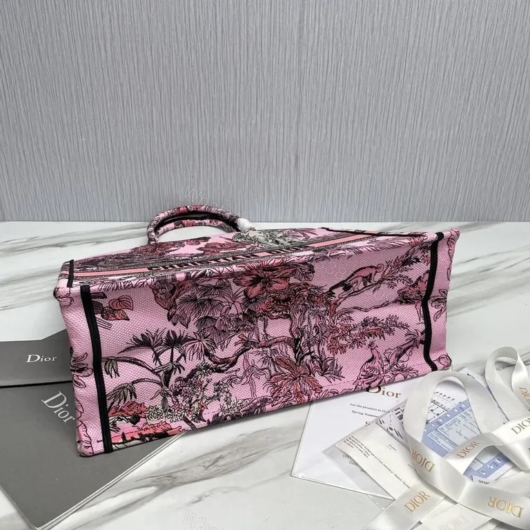 View 3 of Pink Tropical Dior Tote: Signature Branding, Everyday Luxury