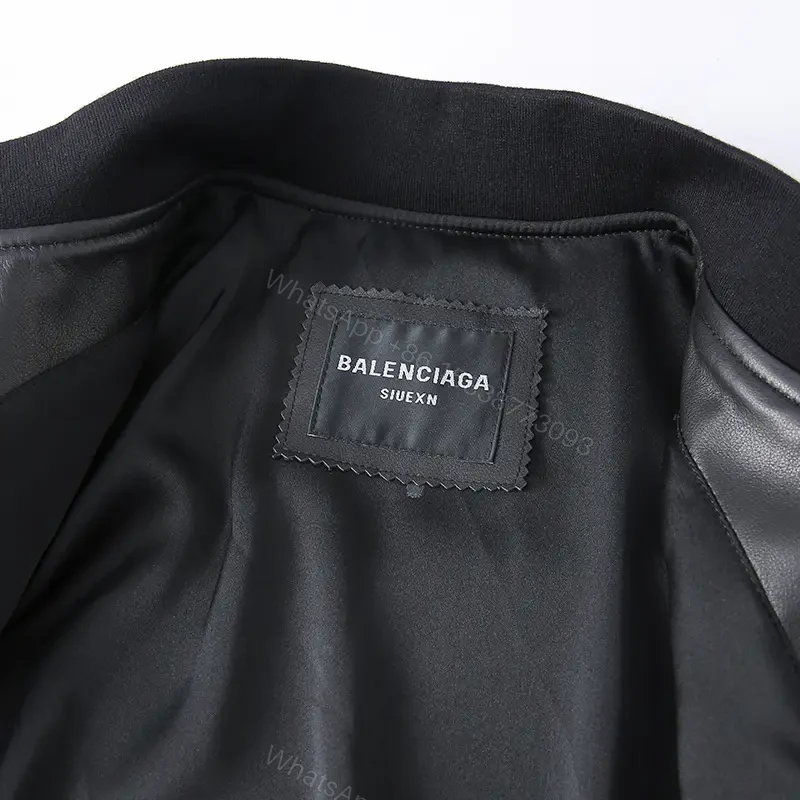 View 9 of Bold Leather Varsity Jacket: Designer-Inspired, Luxe Texture, Durable