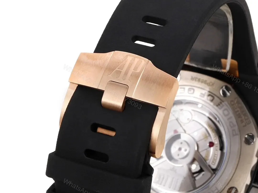 View 8 of OM Factory Audemars Piguet Royal Oak Offshore Chronograph – Black and Rose Gold with Grey Dial, Rubber Strap