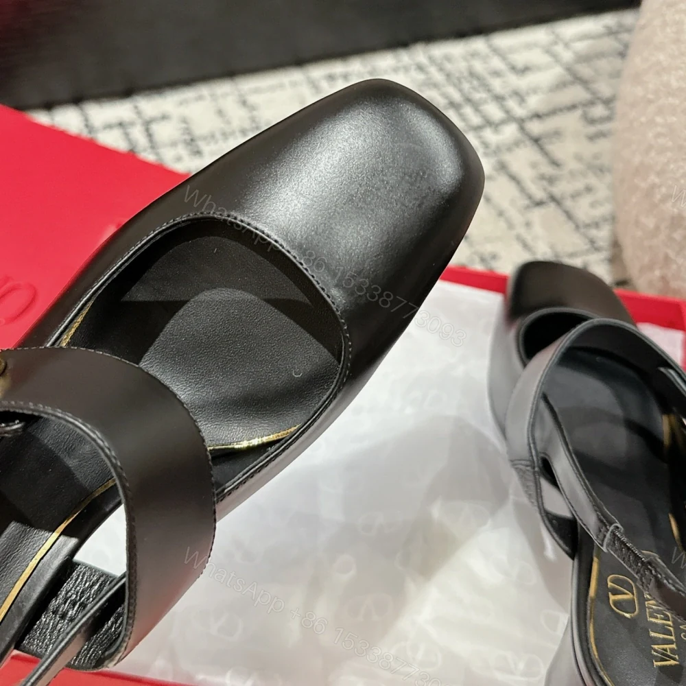 View 6 of 高仿Valentino*5W2S0JP方頭露跟單鞋黑色6CM免檢版
