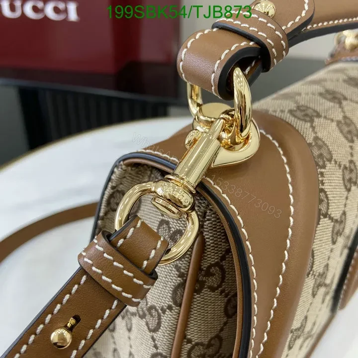 View 5 of Gucci Small Top Handle Bag in Beige and Dark Brown – GG Canvas & Leather (Model 819957)