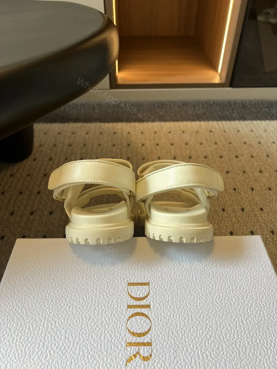 View 4 of Chic White Leather Sandals with D‐Ring Hardware