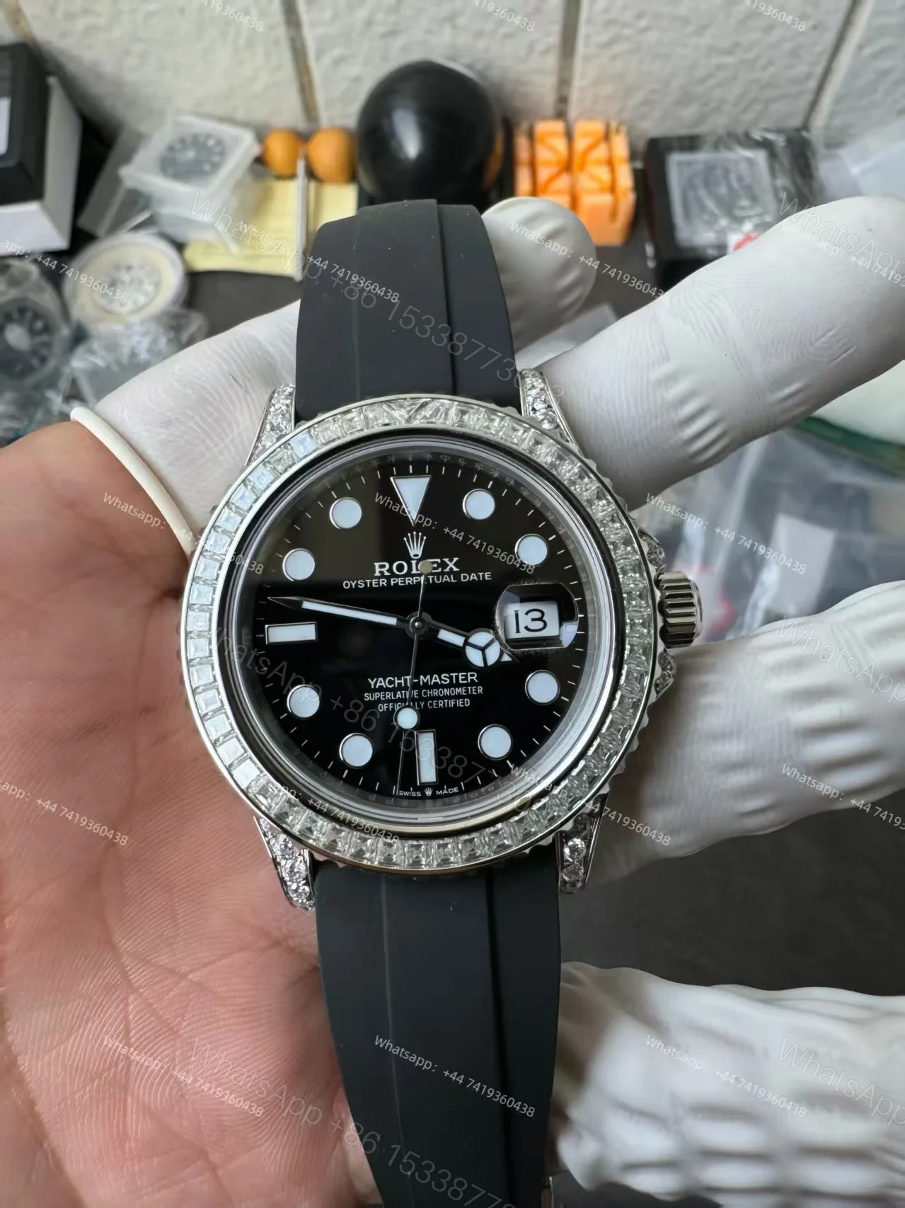 View 3 of Rolex Yacht-Master 226679TBR 1:1 Replica 42MM Moissanite Diamond Lugs and Dial 3235 Movement Super Clone Watch