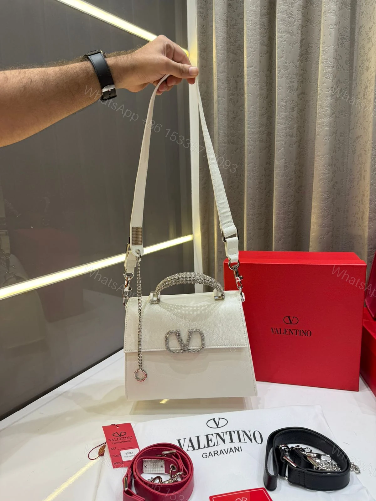 View 8 of FIRST COPY VALENTINO STONE GARAVANI LOGO TOP HANDLE BAG