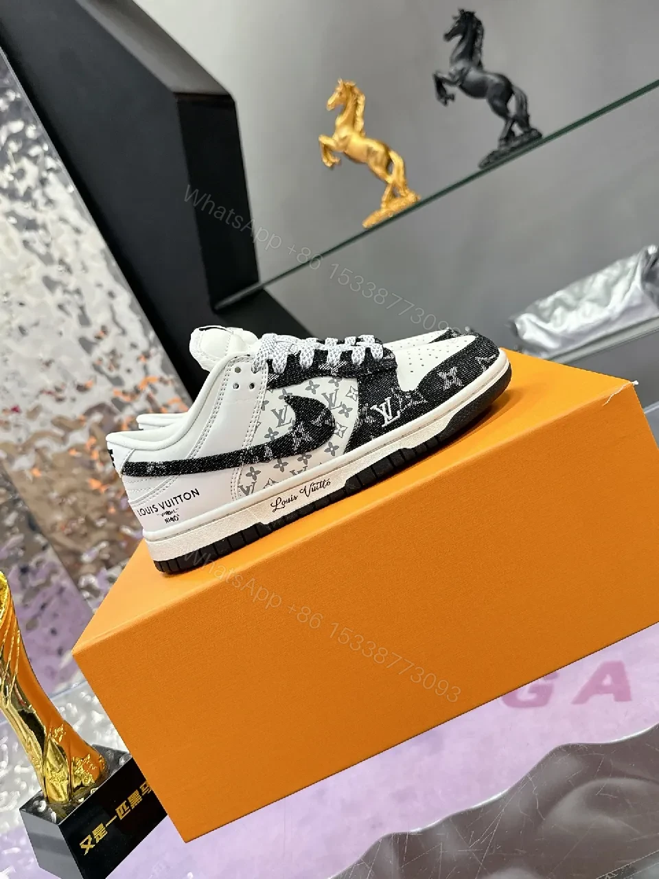 View 7 of White & Black LV-Inspired Sneaker: Statement Craft, Everyday Precision