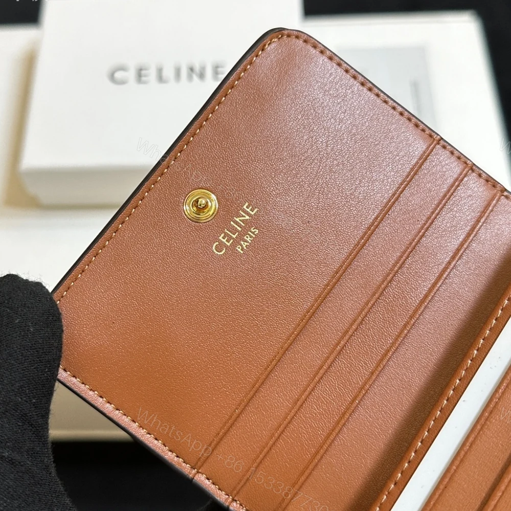 View 8 of CELINE SMALL TRIOMPHE CANVAS TAN WALLET BROWN 11CM