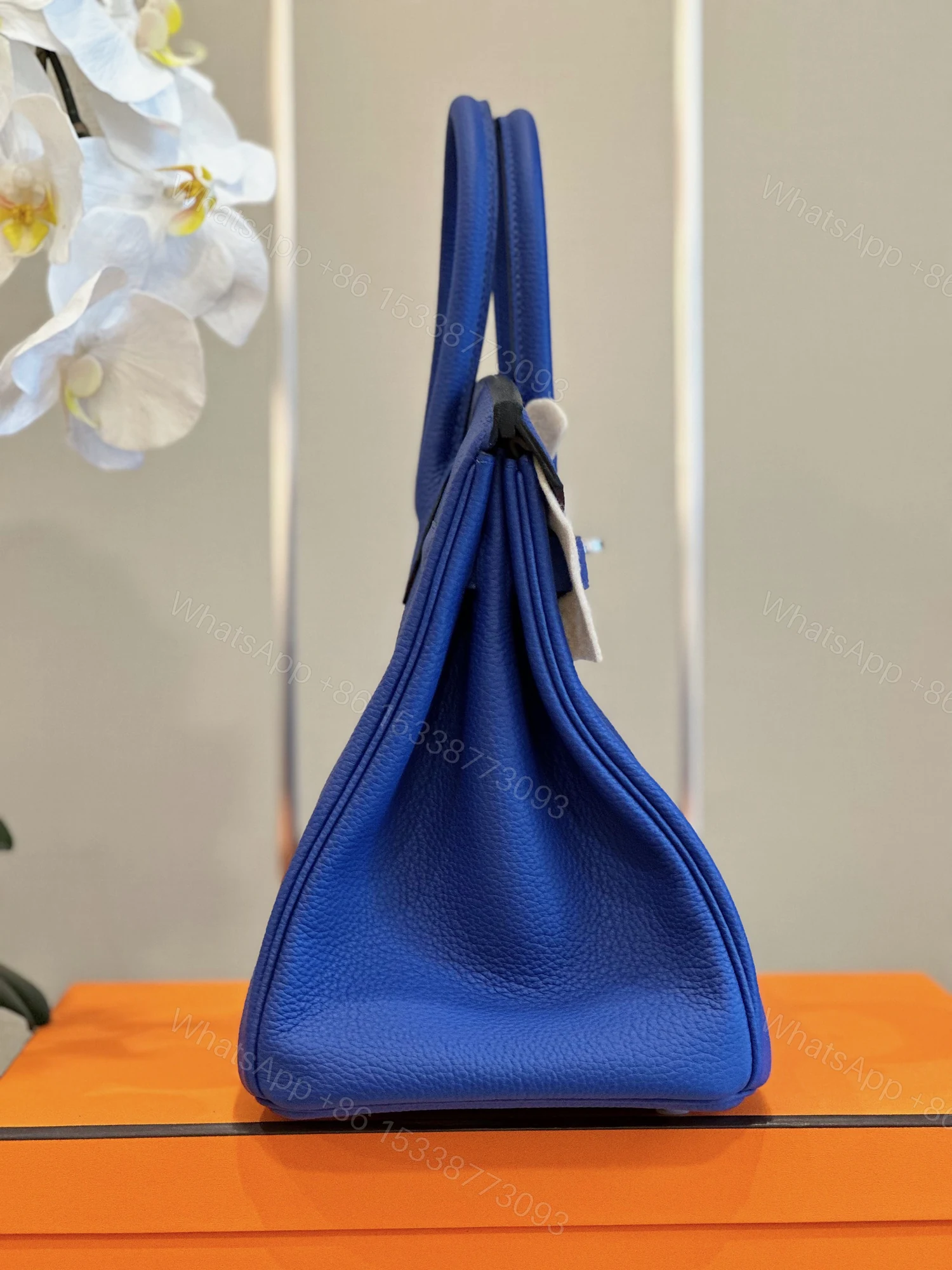 View 4 of Hermès Birkin 30 Electrique Blue Palladium Hardware