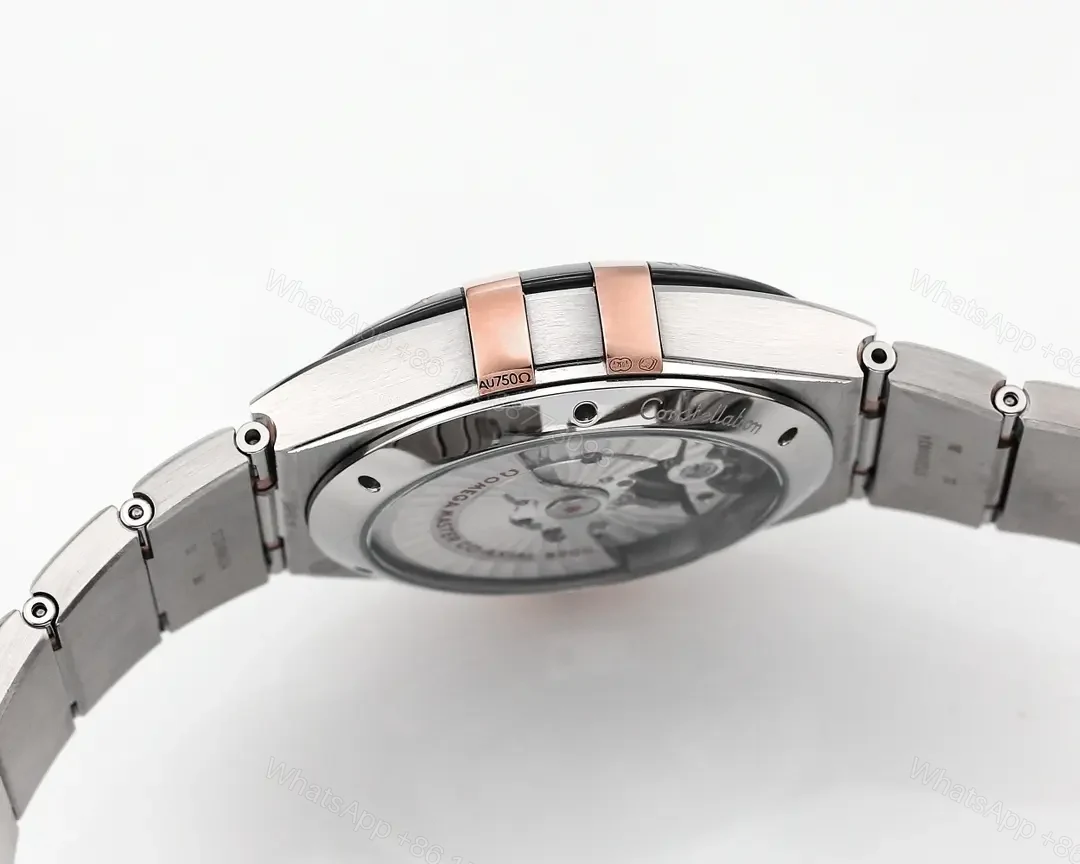 View 7 of Omega Constellation Star Series 5th Generation Ceramic Bezel Watch 41mm Burgundy Dial Stainless Steel and Rose Gold Bracelet