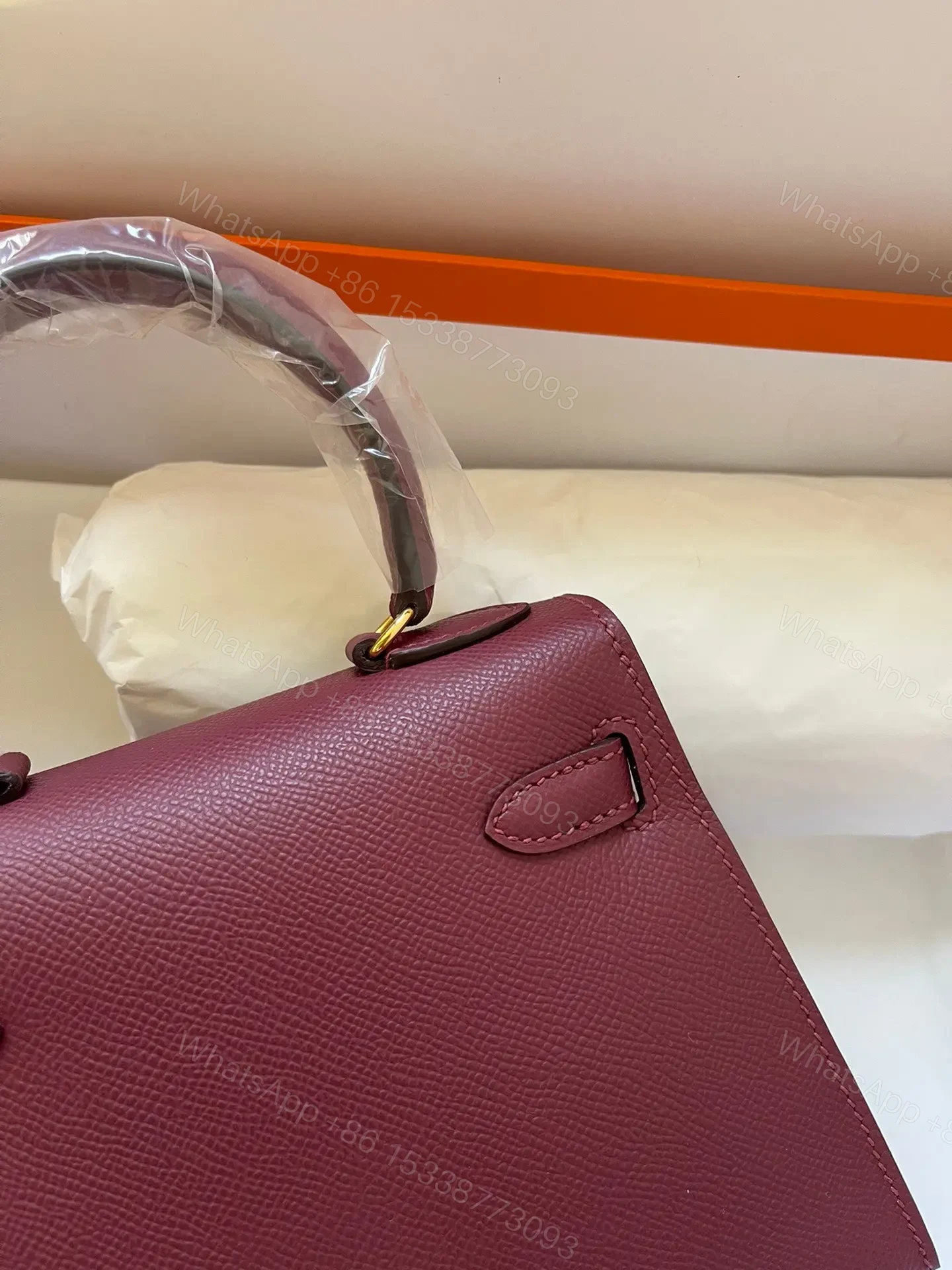 View 7 of HN MINI 20 BAG IN GARNET RED WITH GOLD HARDWARE