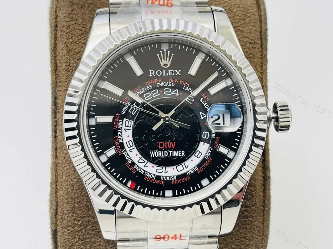 View 4 of Fake Rolex Sky Dweller 326934 Best DiW Black Dial Oyster Bracelet 42MM 326934-0006