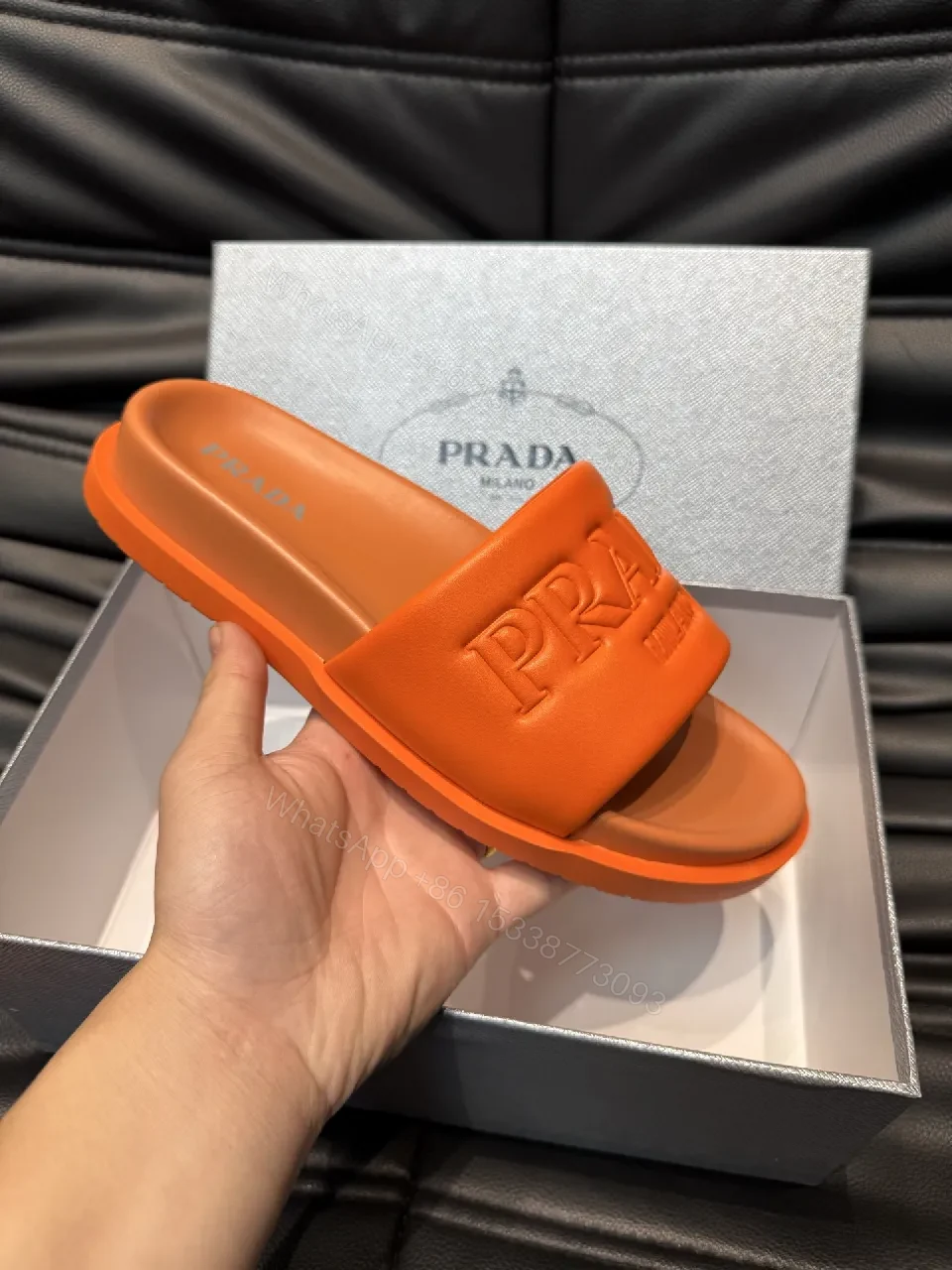 View 8 of Bold Orange Textured-Stride Slider, Premium Comfort