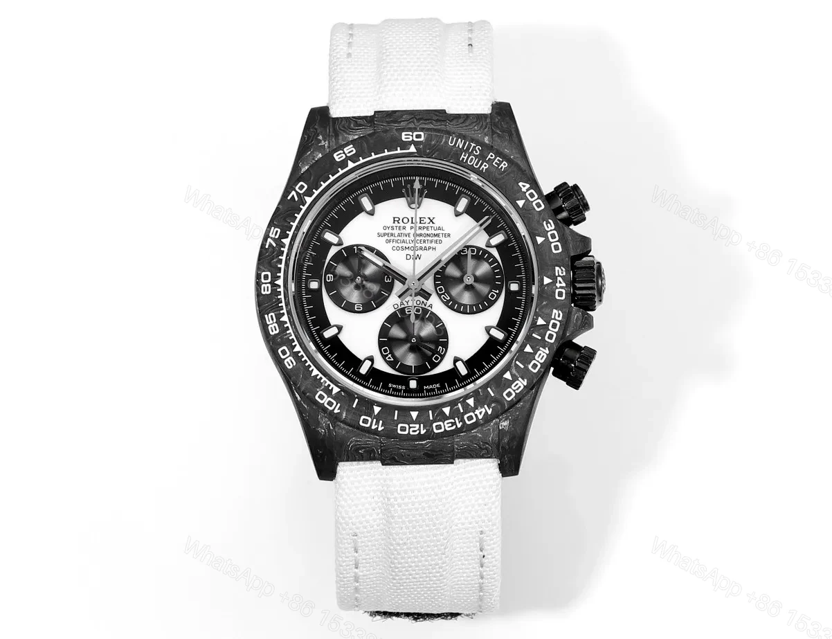 Clean Factory TW Rolex Daytona Carbon Fiber Watch – Black/White — view 1