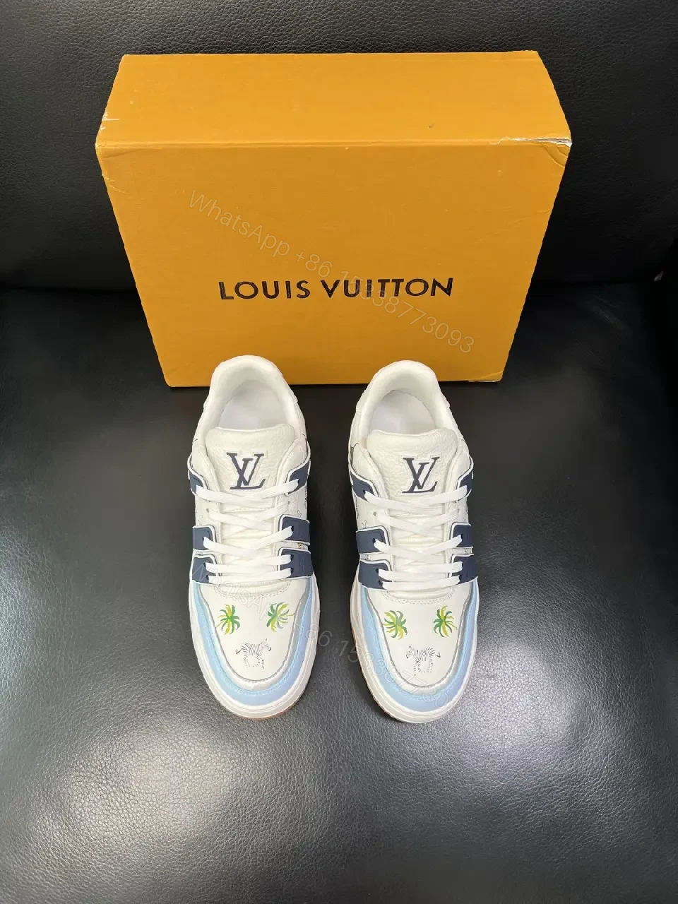 View 3 of Island Luxe Trainer: Premium Leather, Palm-Trim Sneakers