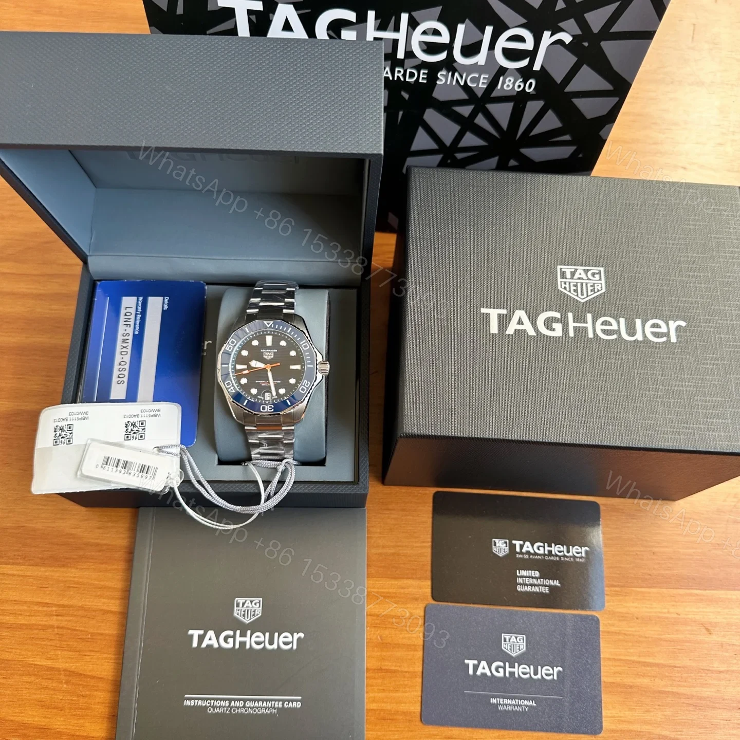 View 2 of TAG Heuer Aquaracer Automatic Watch 43MM Black Wave Dial Ceramic Bezel Stainless Steel Bracelet Premium Edition TAG-AQUA-WAVE-BLK-43