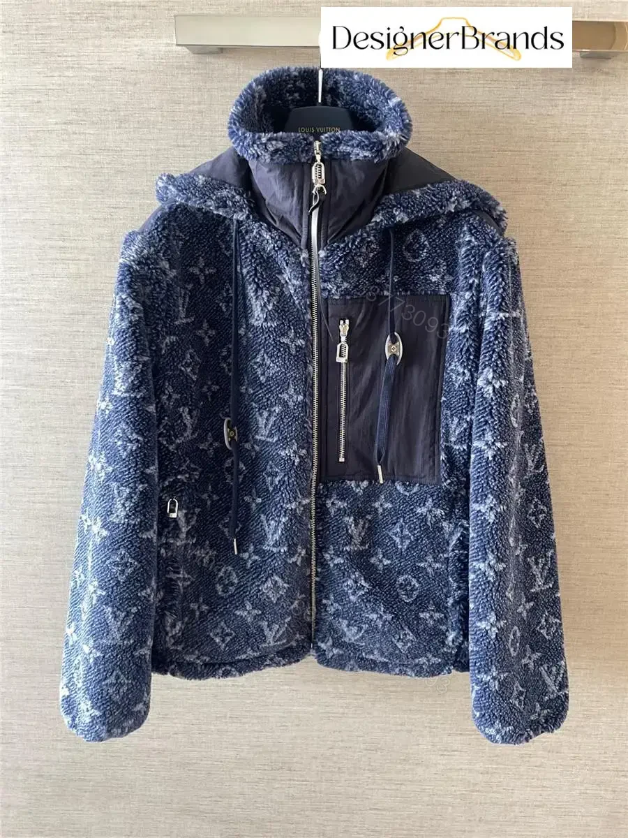 View 3 of Blue Denim-Texture Puffer Jacket: Luxe Everyday Outerwear