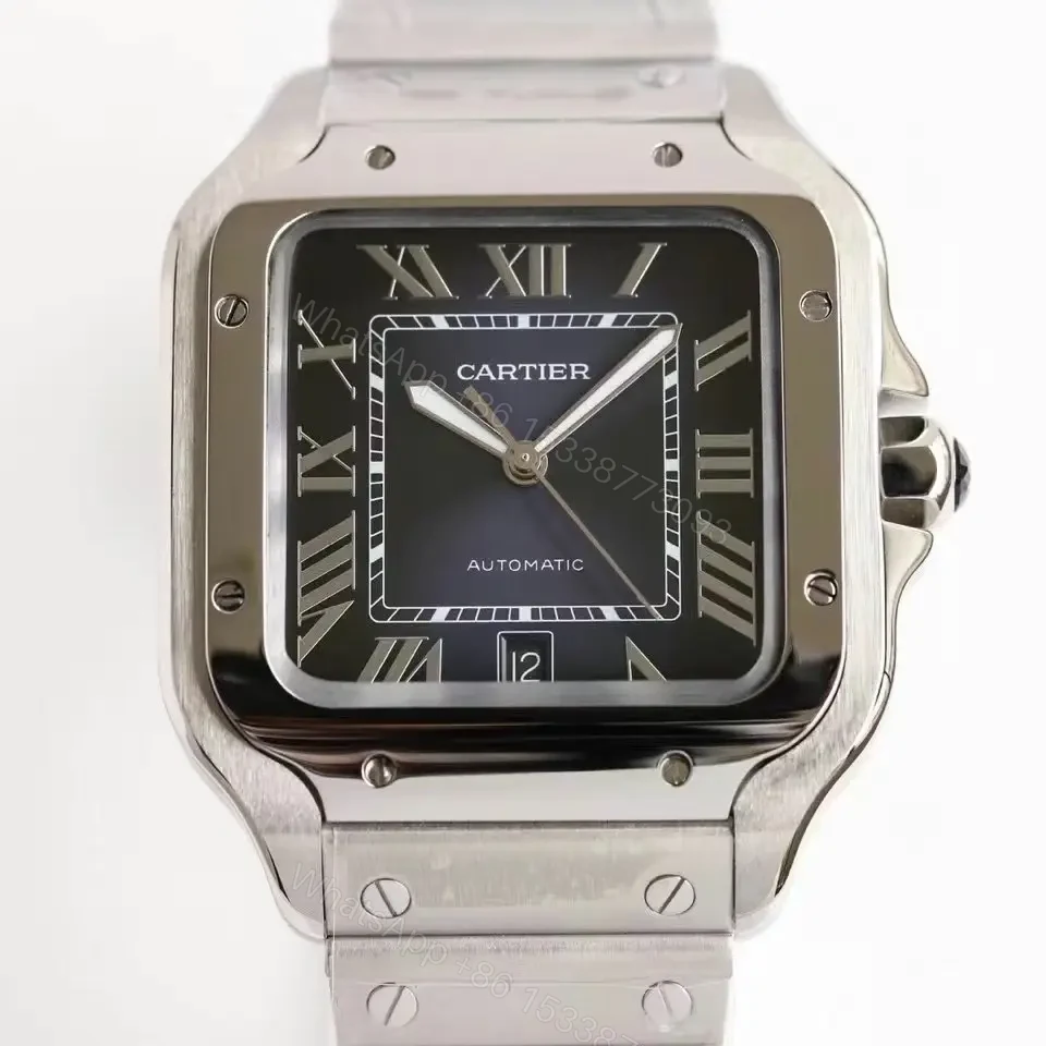 View 2 of Cartier super clone Santos Black Dial Steel Bracelet Premium 40MM RG-CARTIER-SANTOS-BLK-STL-40