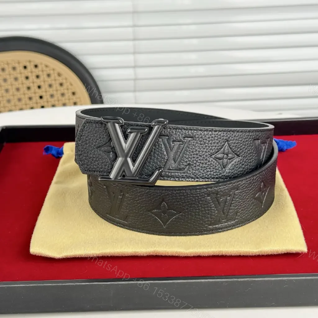 View 6 of Black Leather Belt | Full-Grain | Minimalist Luxury | LV Monogram Accent | Belt