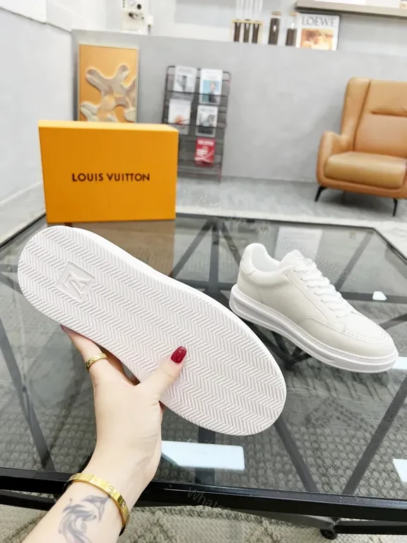 View 5 of White Leather Sneakers: Premium, LV-Inspired Luxury Casual Shoes