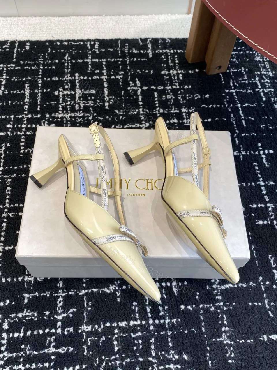 View 9 of Strappy Pointed-Toe Heels with Logo Straps - Everyday Glam