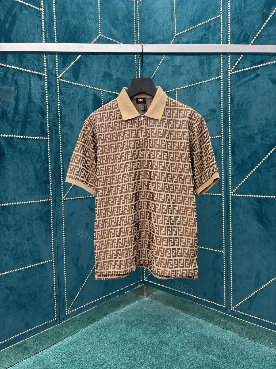 View 4 of Tan Monogram Polo Shirt: Premium Cotton, Elevated Comfort