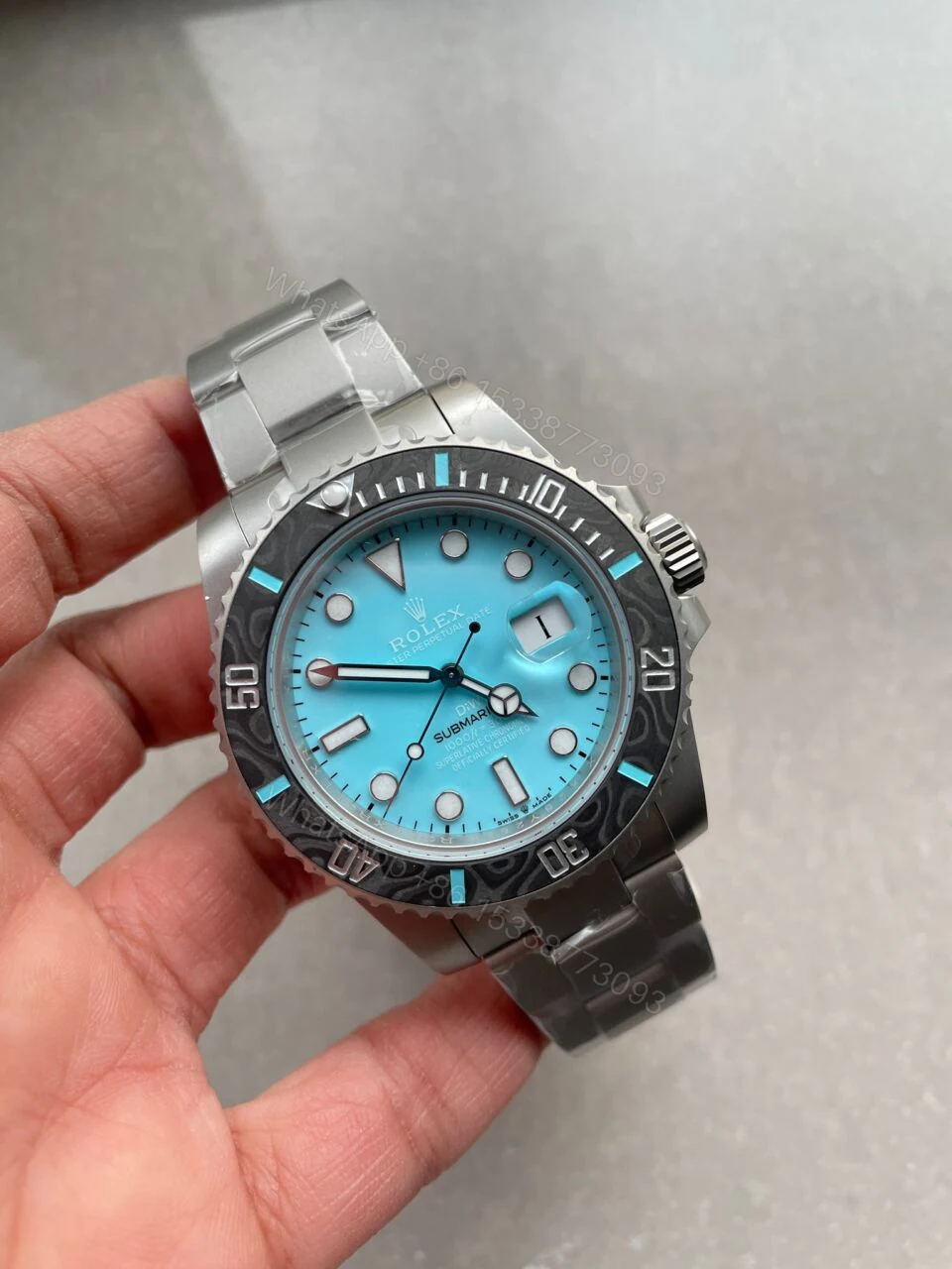 DIWF FACTORY 1:1 Rolex Submariner Sandblasted Best Edition Carbon Bezel Tiffany Blue Dial Dial VR3135 — view 1