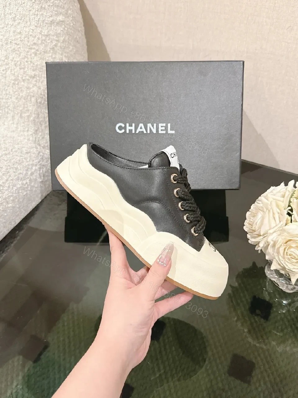 View 9 of Chic Leather Chunky-Sole Sneakers: Luxe Everyday Comfort