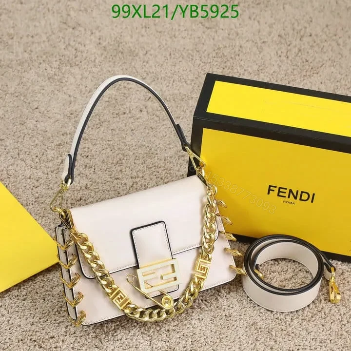 View 4 of Fendi Baguette Brooch White Leather Bag YB5925