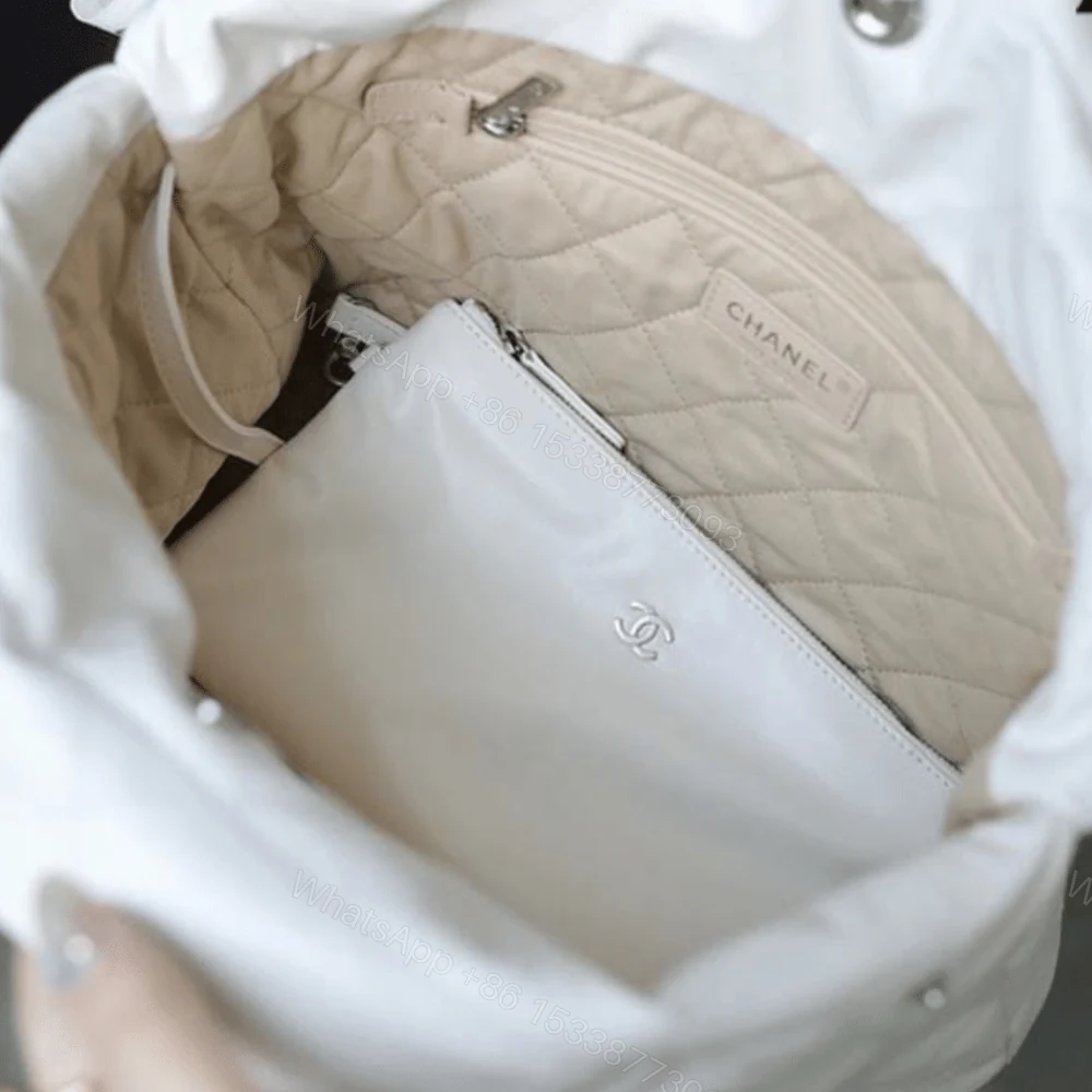 View 6 of Chanel 22 Handbag White With Silver 42Cm AS3261
