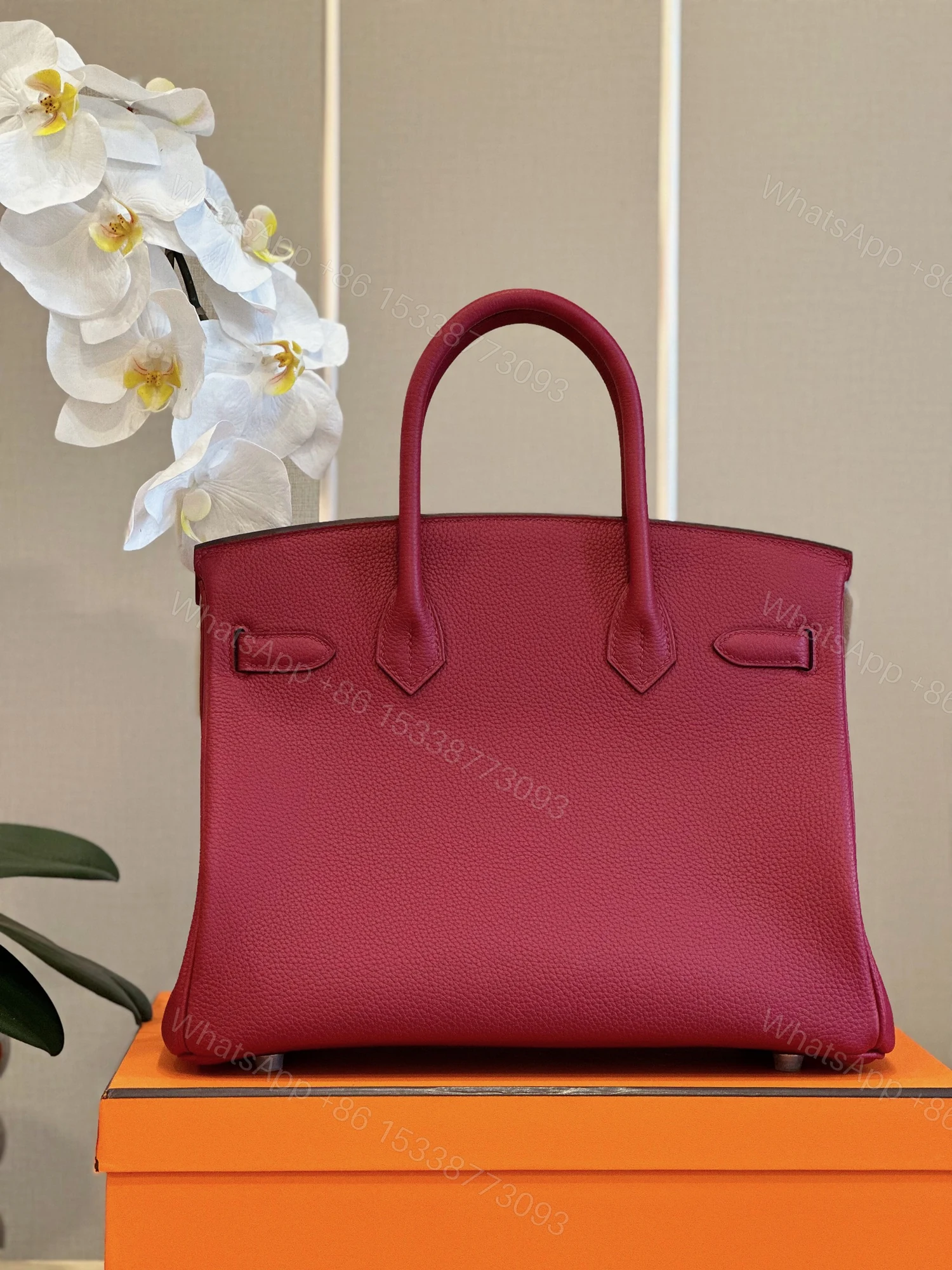 View 2 of Hermes Birkin 30 Burgundy Palladium Hardware