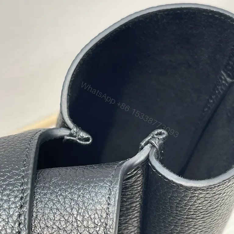 View 3 of Refined Black Leather Tote - Gold YSL Charm, Everyday Luxury Tote