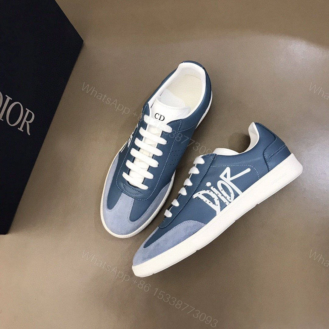 View 8 of DIOR B01 SNEAKER BLUE SMOOTH CALFSKIN AND SUEDE WITH DIOR AND SHAWN SIGNATURE – CD57